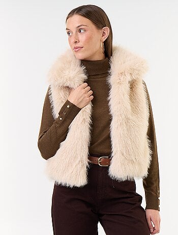 Cardigan senza maniche in pelliccia sintetica