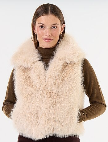 Cardigan senza maniche in pelliccia sintetica