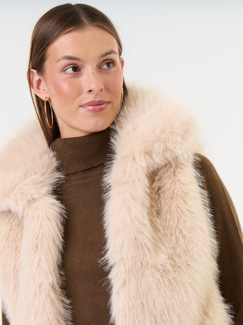 Cardigan senza maniche in pelliccia sintetica Beige - Kiabi