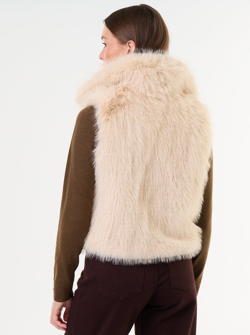 Cardigan senza maniche in pelliccia sintetica Beige - Kiabi