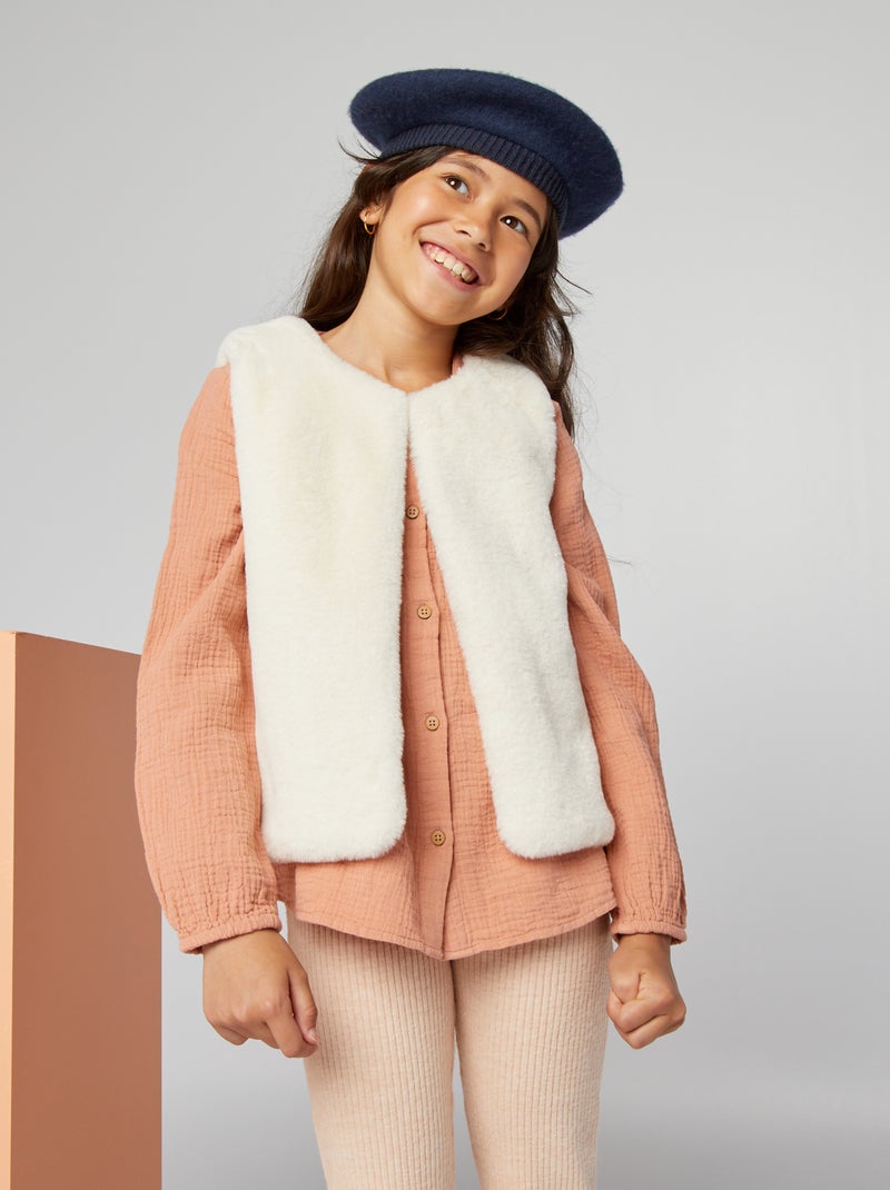 Cardigan senza maniche in pelliccia sintetica BIANCO - Kiabi
