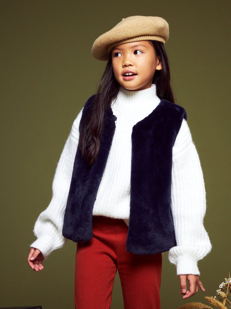Cardigan senza maniche in pelliccia sintetica blu - Kiabi