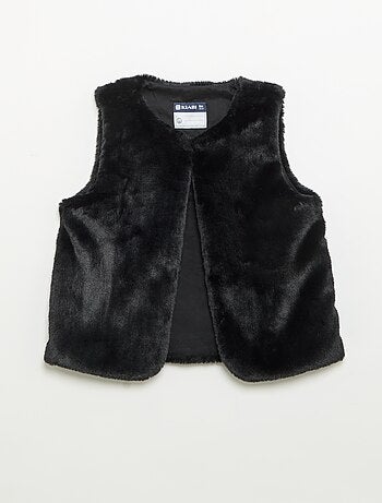 Cardigan senza maniche in pelliccia sintetica