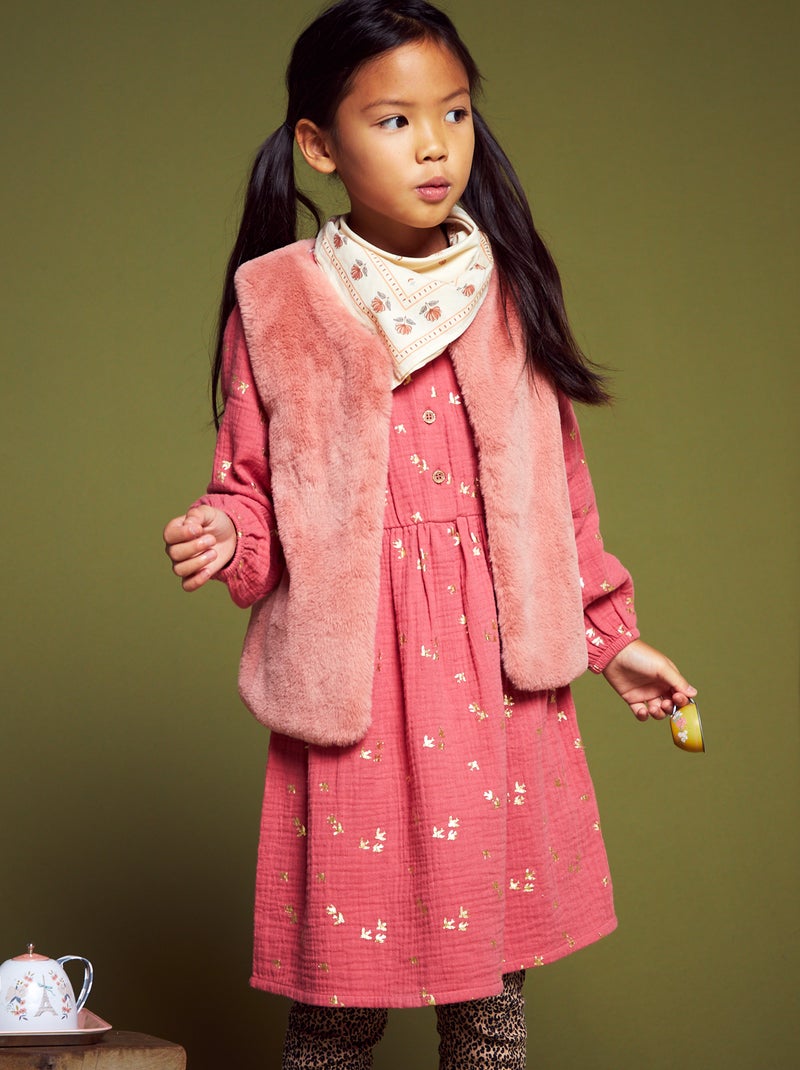 Cardigan senza maniche in pelliccia sintetica rosa - Kiabi