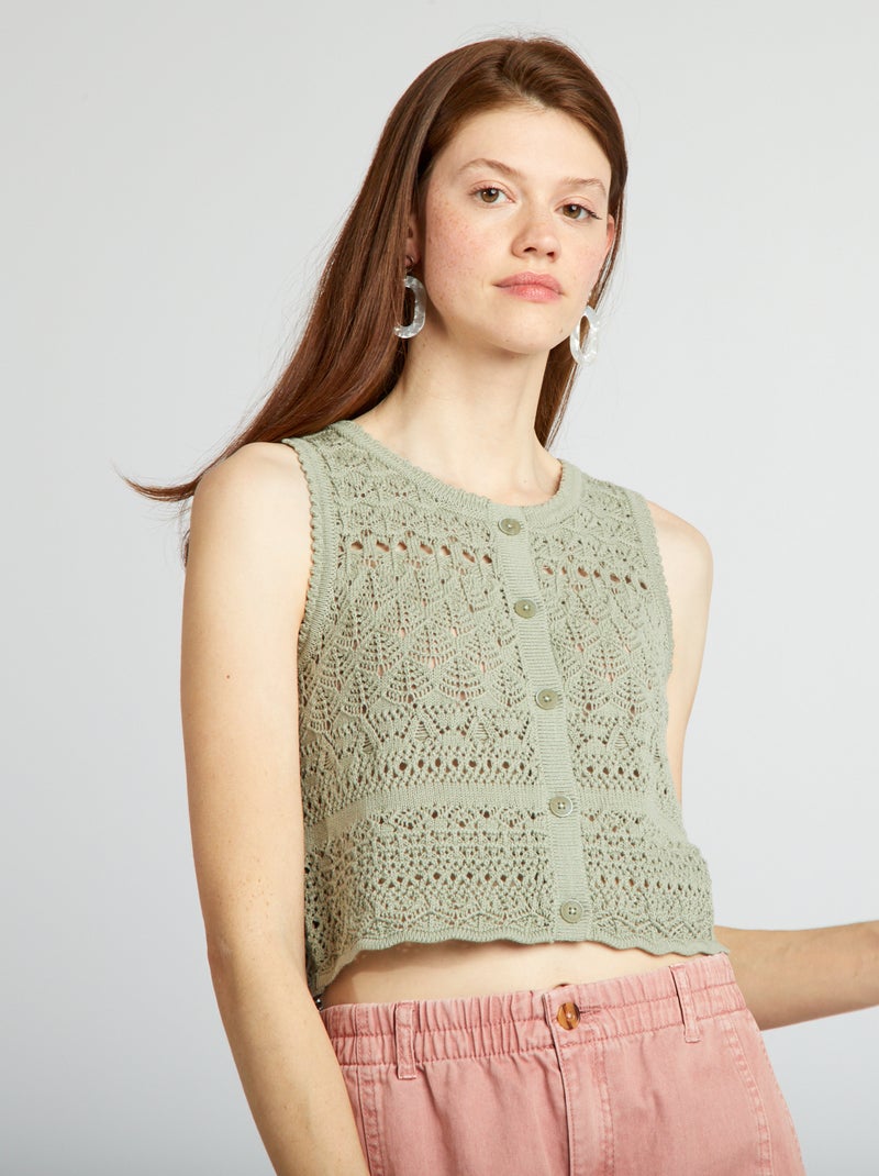Cardigan senza maniche in tessuto fantasia VERDE - Kiabi
