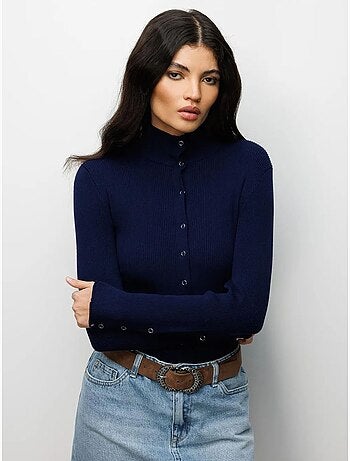 Cardigan slim fit con mezzo collo alto e chiusura con bottoni mixray