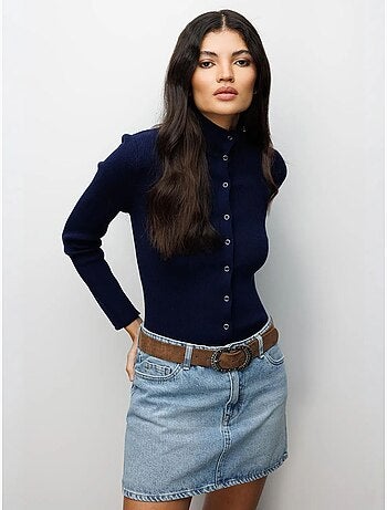 Cardigan slim fit con mezzo collo alto e chiusura con bottoni mixray
