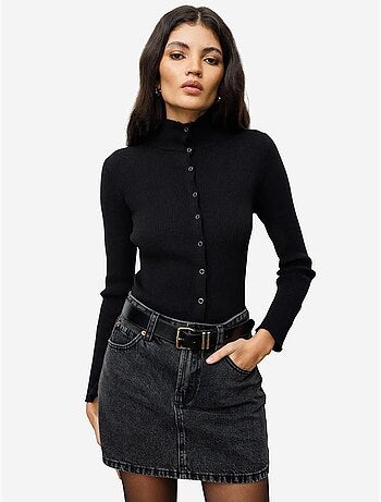 Cardigan slim fit con mezzo collo alto e chiusura con bottoni mixray