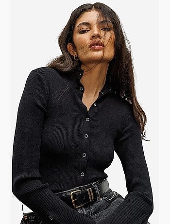 Cardigan slim fit con mezzo collo alto e chiusura con bottoni mixray