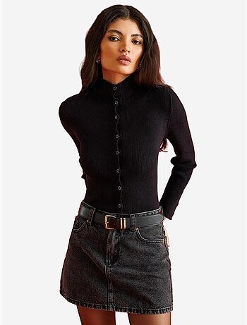 Cardigan slim fit con mezzo collo alto e chiusura con bottoni mixray