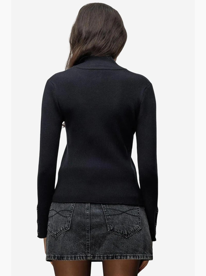 Cardigan slim fit con mezzo collo alto e chiusura con bottoni mixray Nero - Kiabi