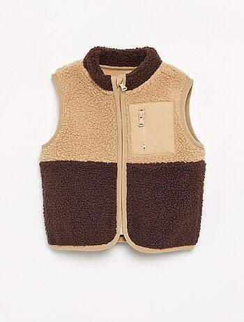 Cardigan smanicato effetto montone