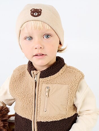 Cardigan smanicato effetto montone