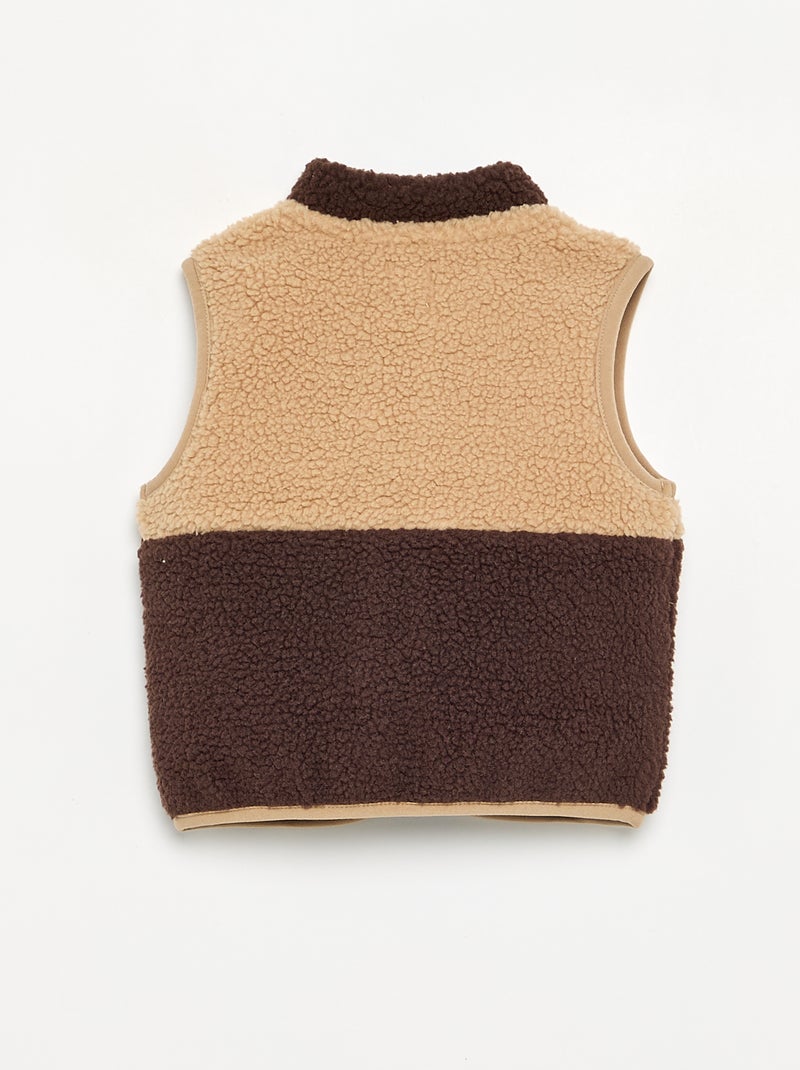 Cardigan smanicato effetto montone Marrone - Kiabi