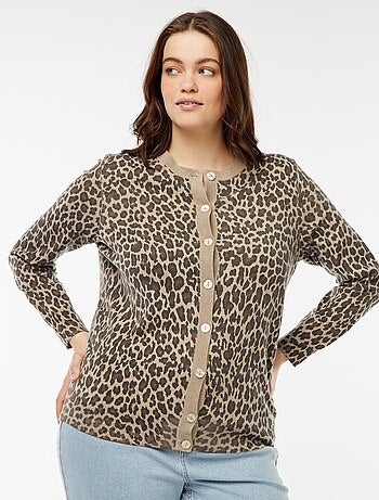 Cardigan sottile con stampa leopardata