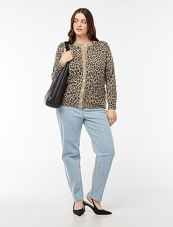 Cardigan sottile con stampa leopardata