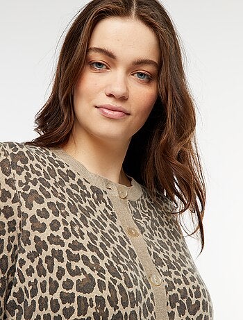 Cardigan sottile con stampa leopardata