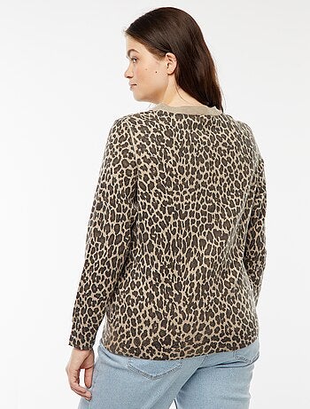 Cardigan sottile con stampa leopardata