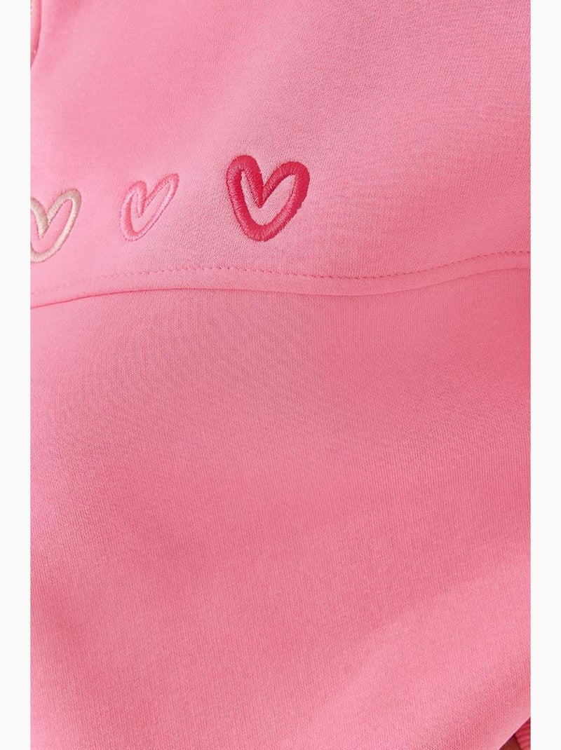 Cardigan spazzolato a tre strati con ricamo a cuore lucci Rosa fluo/Solinotes - Kiabi