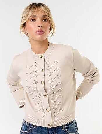 Cardigan stile militare con galloni decorativi