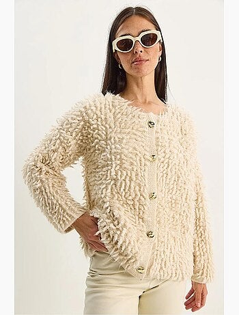 Cardigan testurizzato con bottoni lucci