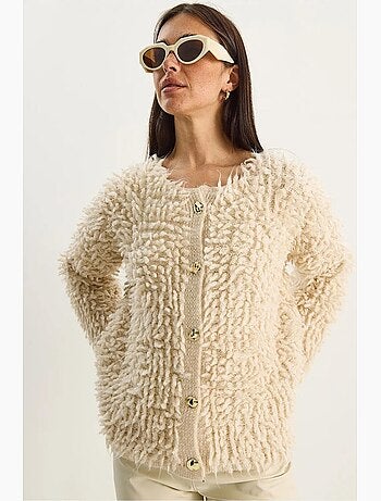 Cardigan testurizzato con bottoni lucci