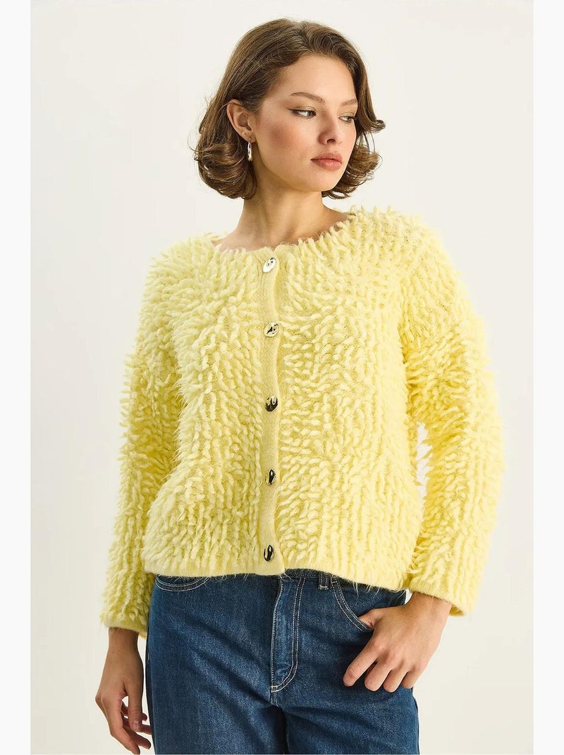 Cardigan testurizzato con bottoni lucci Giallo limone - Kiabi