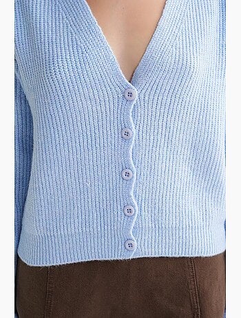 Cardigan testurizzato con scollo a v e bottoni mixray