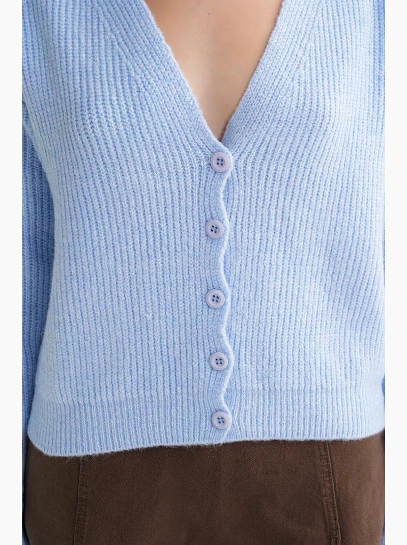 Cardigan testurizzato con scollo a v e bottoni mixray Blu cielo - Kiabi