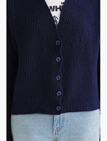Cardigan testurizzato con scollo a v e bottoni mixray