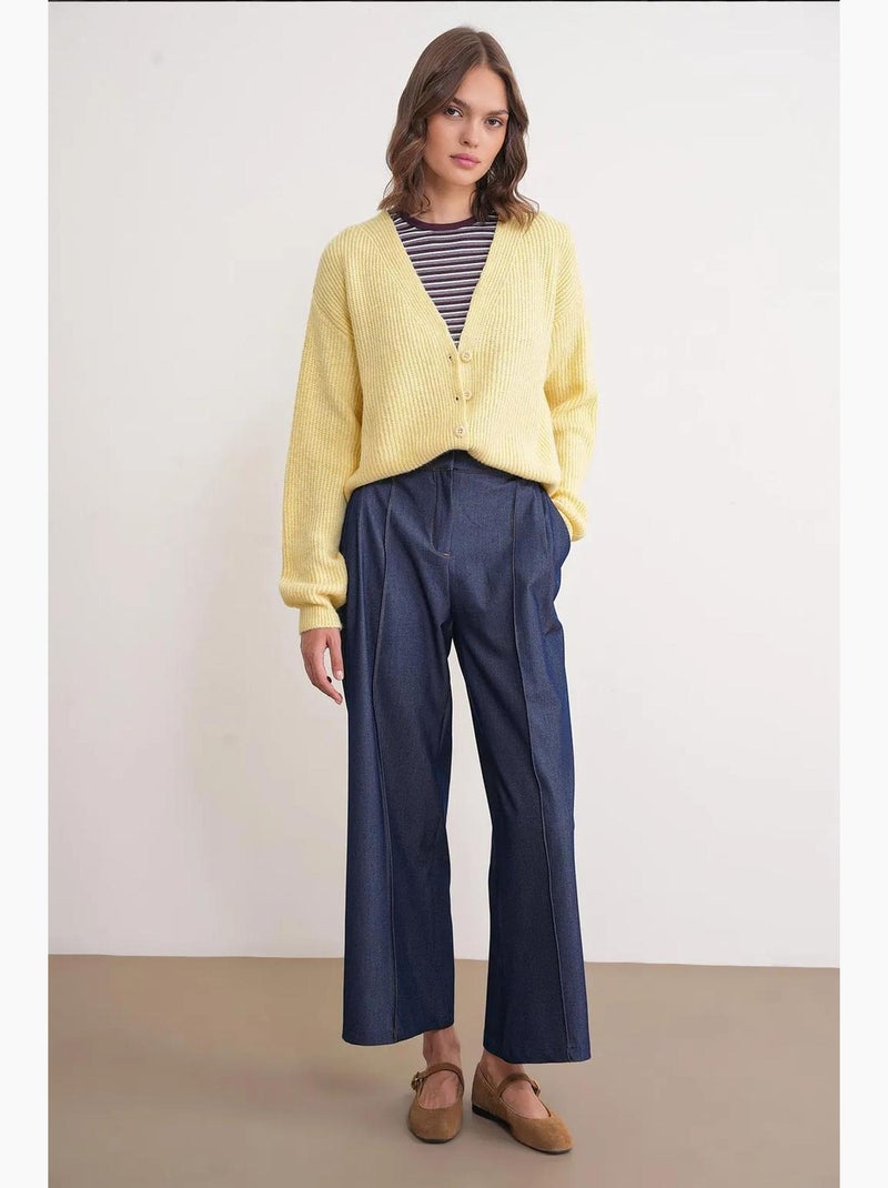 Cardigan testurizzato con scollo a v e bottoni mixray Giallo limone - Kiabi