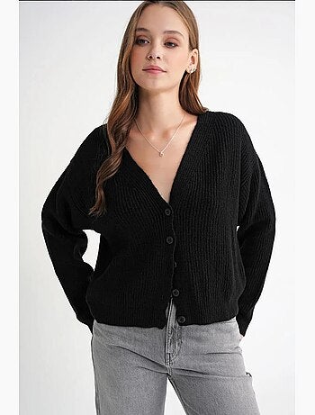 Cardigan testurizzato con scollo a v e bottoni mixray