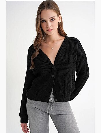 Cardigan testurizzato con scollo a v e bottoni mixray