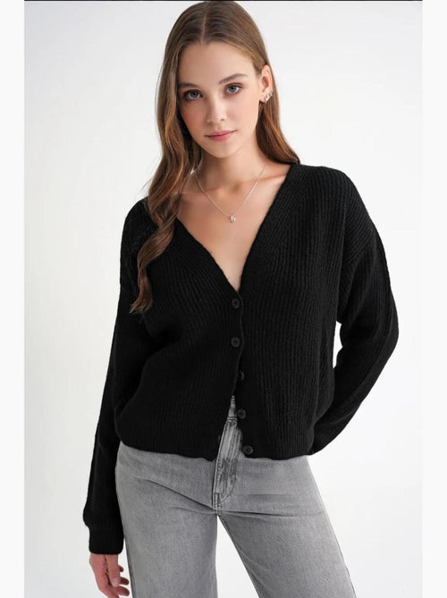 Cardigan testurizzato con scollo a v e bottoni mixray - Kiabi