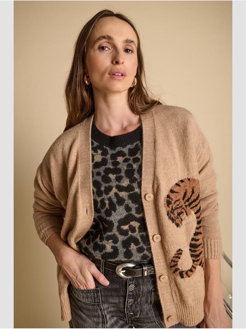 Cardigan tigrea Beige - Kiabi