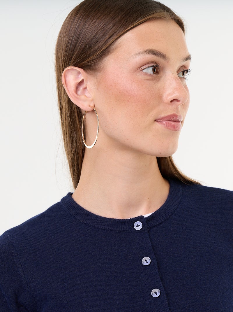 Cardigan tinta unita con collo in pelliccia sintetica Blu - Kiabi