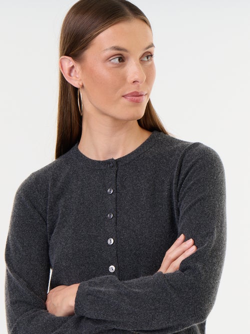 Cardigan tinta unita con collo in pelliccia sintetica - Kiabi