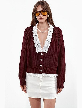 Cardigan tinta unita con scollo a v e bottoni hiccup