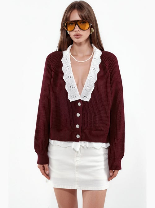 Cardigan tinta unita con scollo a v e bottoni hiccup - Kiabi Cardigan tinta unita con scollo a v e bottoni hiccup - Kiabi