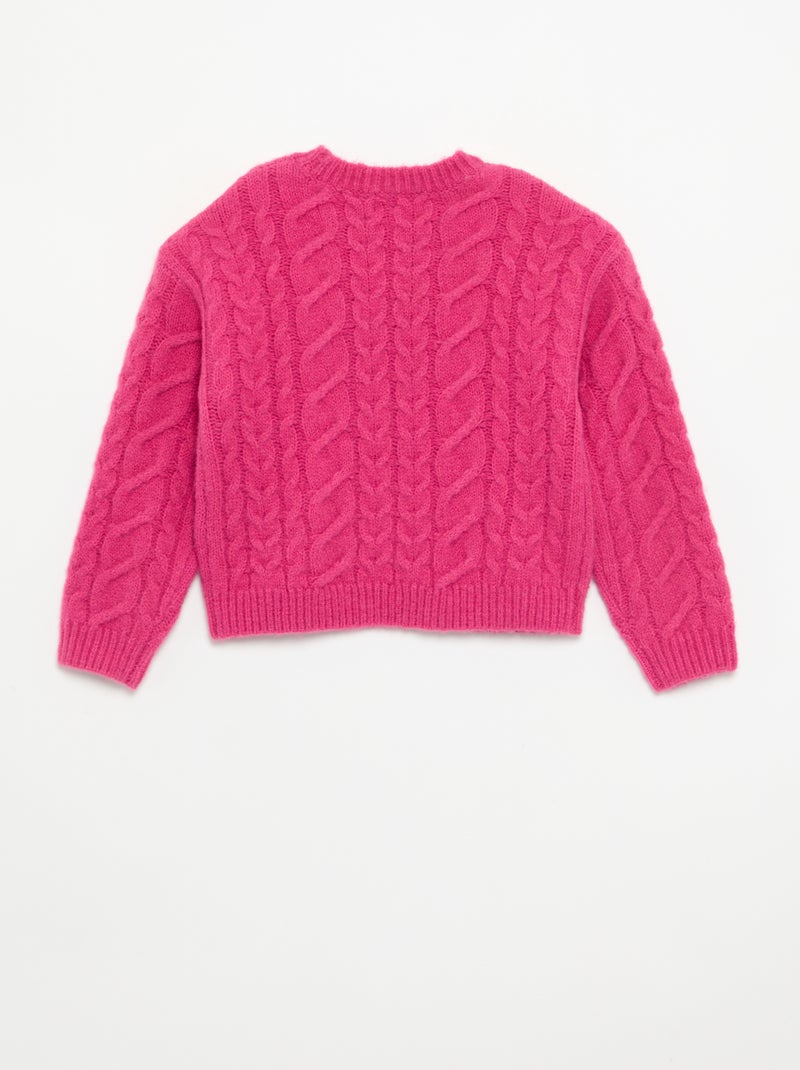 Cardigan tinta unita in maglia fantasia - Natale Rosa - Kiabi