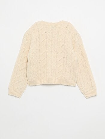 Cardigan tinta unita in maglia fantasia