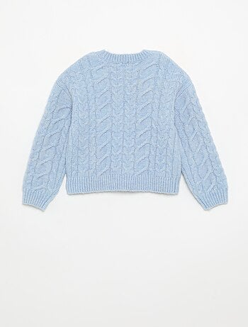 Cardigan tinta unita in maglia fantasia