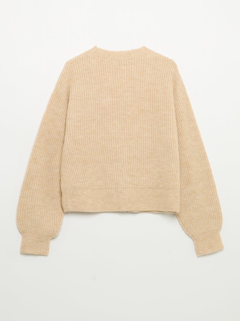 Cardigan tinta unita in maglia grossa facile da indossare Beige - Kiabi