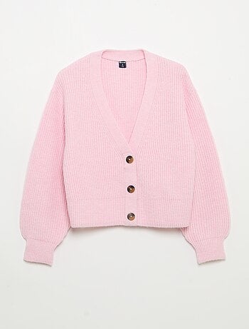 Cardigan tinta unita in maglia grossa facile da indossare