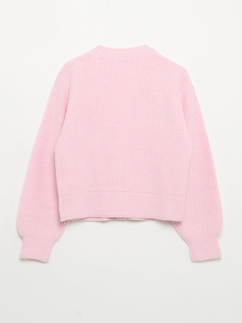 Cardigan tinta unita in maglia grossa facile da indossare Rosa - Kiabi