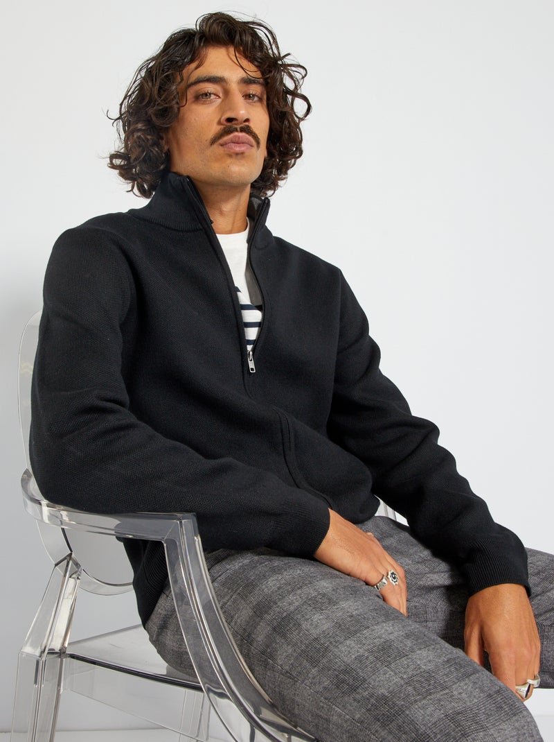 Cardigan tinta unita in maglia Nero - Kiabi