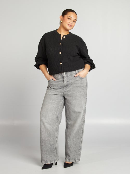 Cardigan tinta unita lavorato a maglia grossa con bottoni dorati - Kiabi