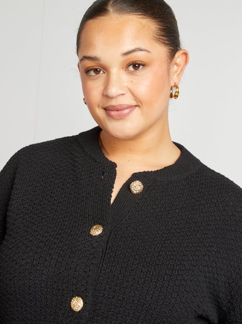 Cardigan tinta unita lavorato a maglia grossa con bottoni dorati - Kiabi