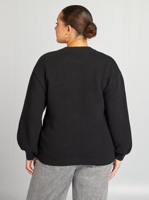 Cardigan tinta unita lavorato a maglia grossa con bottoni dorati - Kiabi