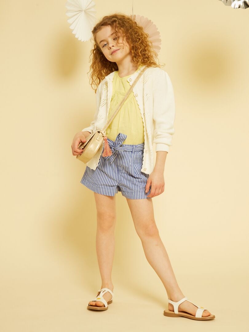 Cardigan traforato con bottoni fantasia BIANCO - Kiabi